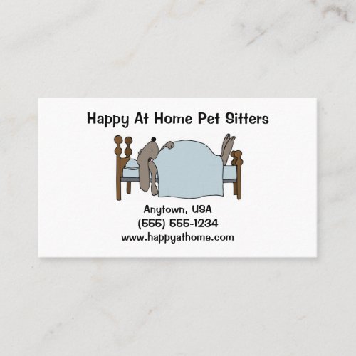 Long_Eared Dog Sleeping in Human Bed Pet Sitting Business Card