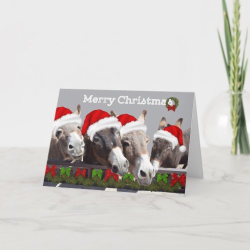 Long Eared Donkey Christmas Holiday Card