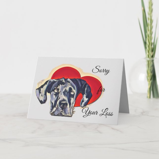 Long Eared Harlequin Dane PopArt Love Heart Card (Front)