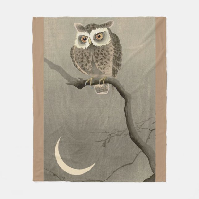 long-eared owl fleece blanket (Front)