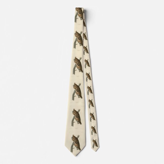 Long-eared Owl from Audubon's Birds of America Neck Tie (Front)