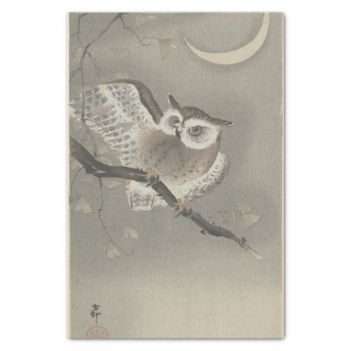 Long_Eared Owl in Ginkgo by Ohara Koson Tissue Paper