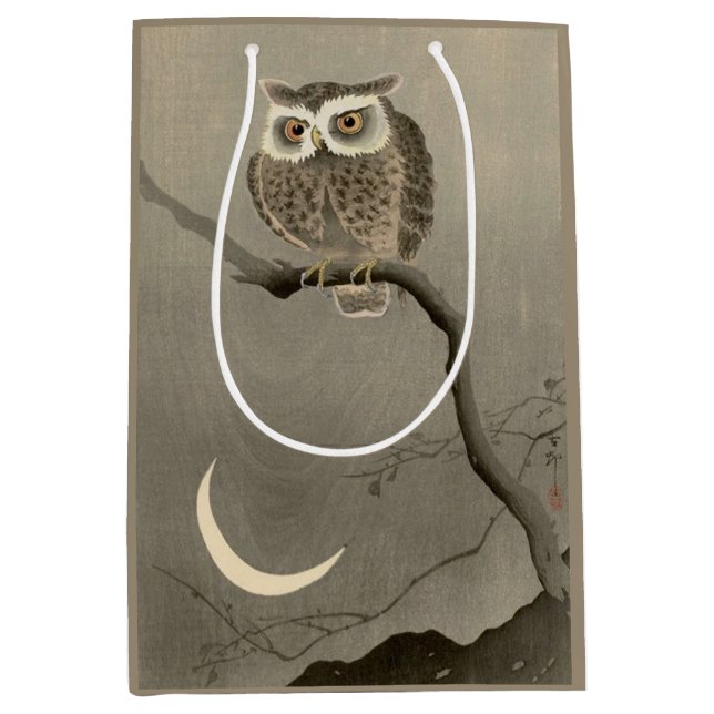long-eared owl print medium gift bag (Front)