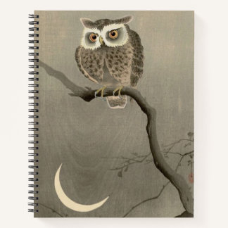 long-eared owl print notebook