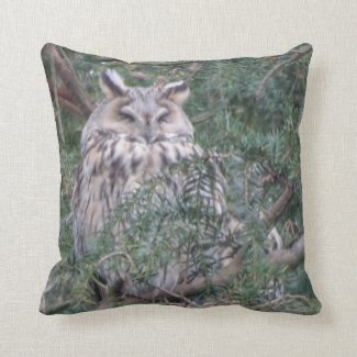 Long-eared Owl Throw Pillow