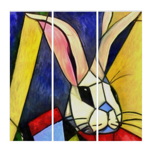 Long Eared Rabbit Geometric Abstract Art Style