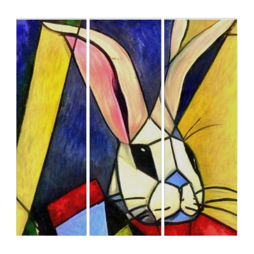Long Eared Rabbit Geometric Abstract Art Style