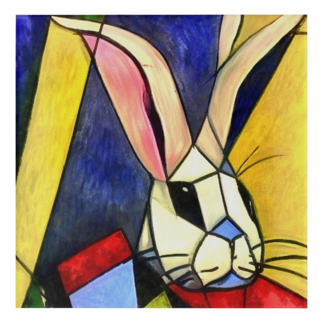 Long Eared Rabbit Geometric Abstract Art Style (Front)