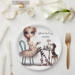 long egated neck Wide Eyed Primitive Girl with dog Paper Plates