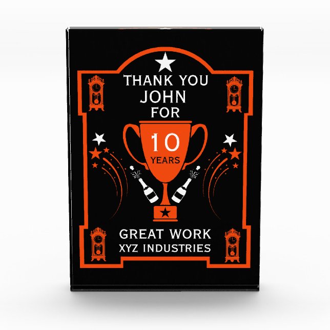 Long Employment Service Recognition Acrylic Award (Front)