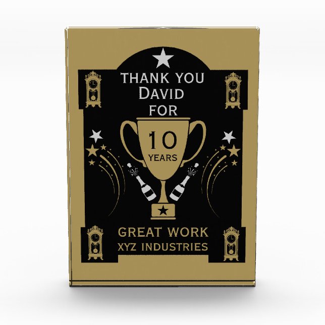 Long Employment Service Recognition Acrylic Award (Front)