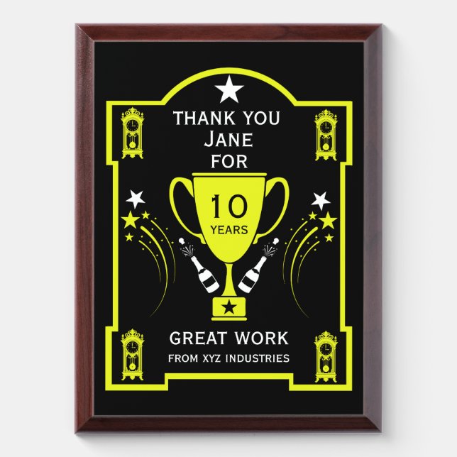 Long Employment Service Recognition Award Plaque (Vertical)