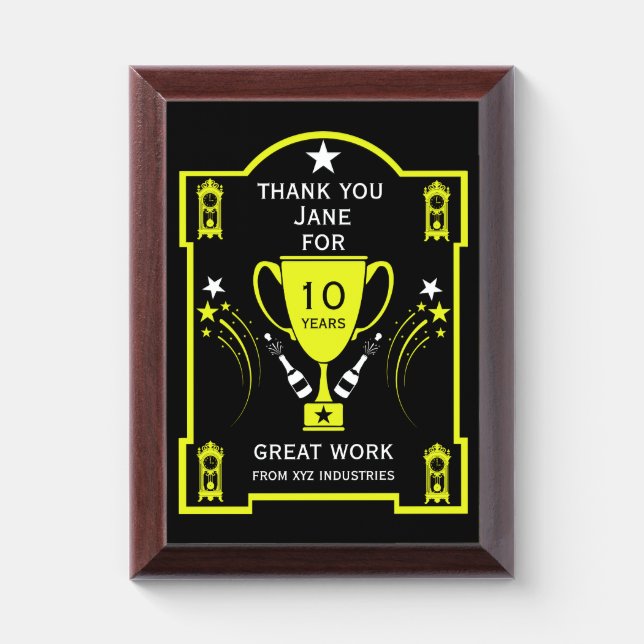 Long Employment Service Recognition Award Plaque (Vertical)