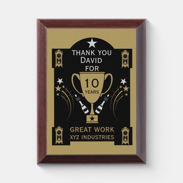 Long Employment Service Recognition Award Plaque (Vertical)