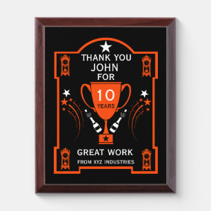 Long Employment Service Recognition Award Plaque