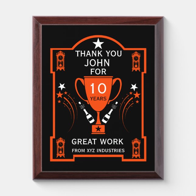 Long Employment Service Recognition Award Plaque (Vertical)