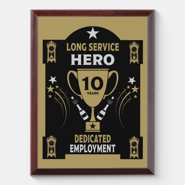 Long Employment Service Recognition Ten years Award Plaque (Vertical)