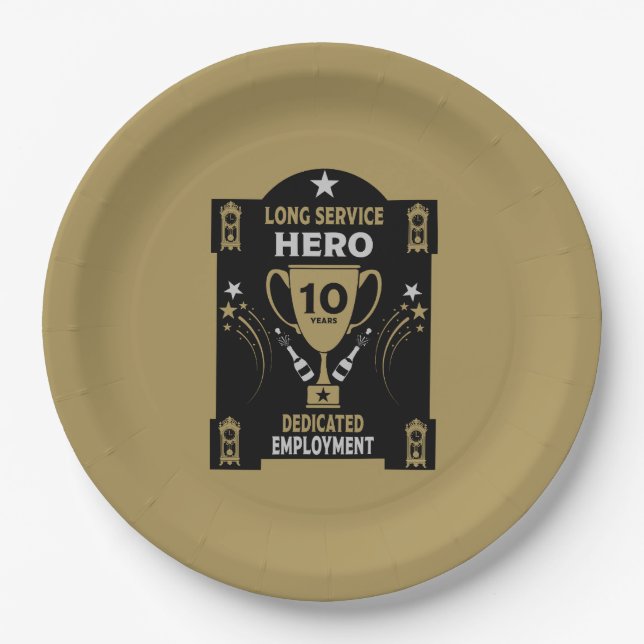 Long Employment Service Recognition Ten years Paper Plates (Front)