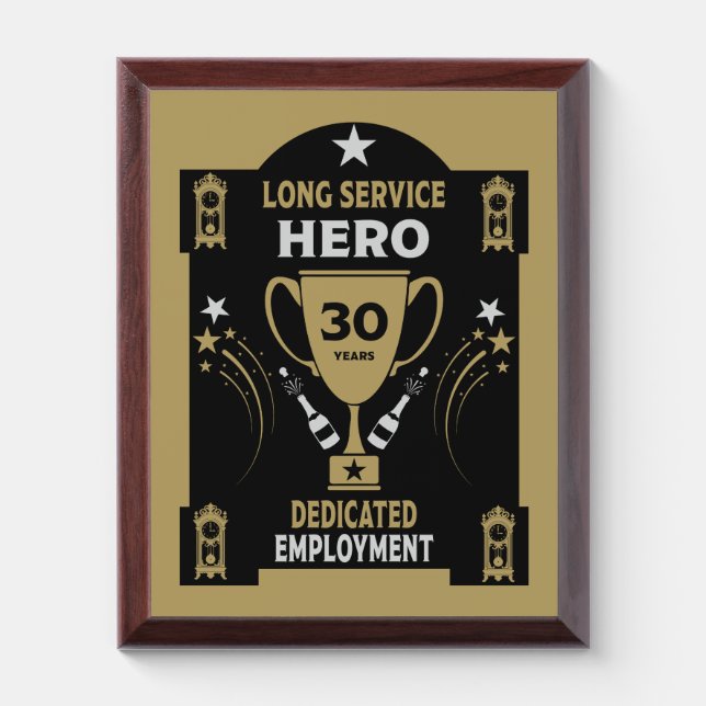 Long Employment Service Recognition Thirty years Award Plaque (Vertical)