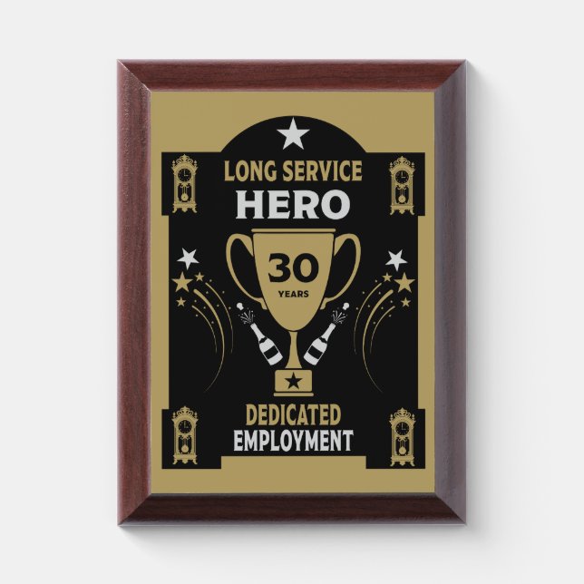 Long Employment Service Recognition Thirty years Award Plaque (Vertical)