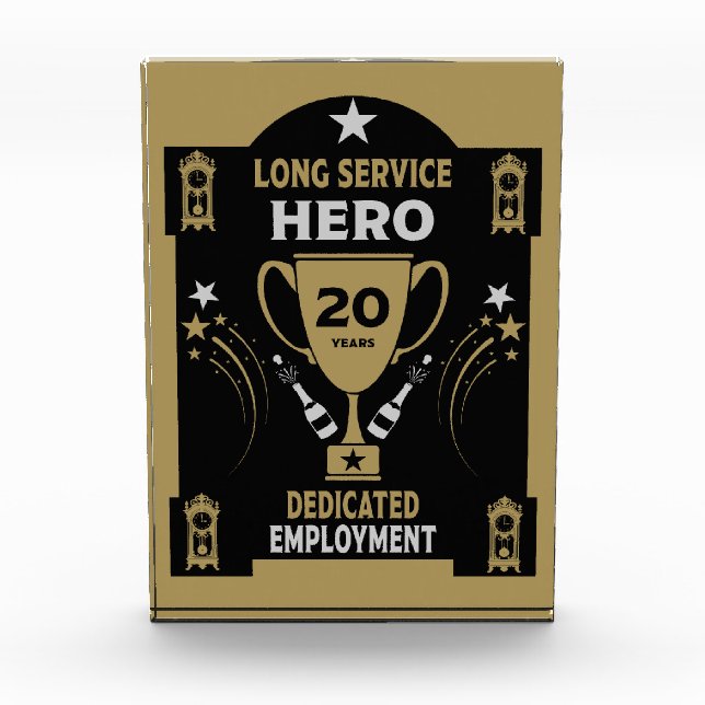 Long Employment Service Recognition Twenty years Acrylic Award (Front)