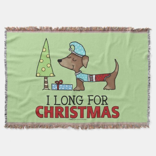 Long for Christmas_Dachshund Throw Blanket