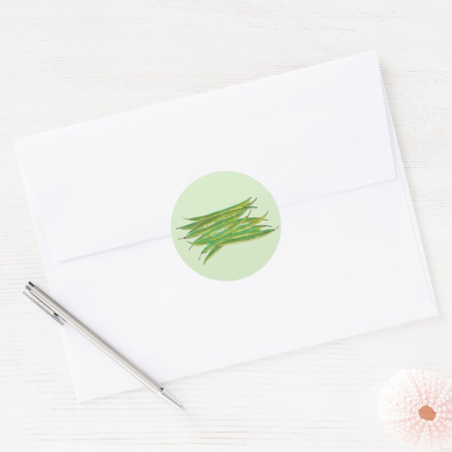 Long Green Beans Vegetable Garden Veggies Veg Classic Round Sticker (Envelope)