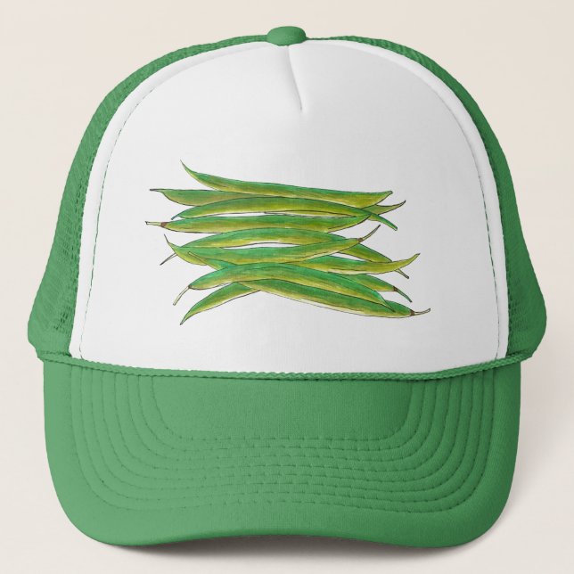 Long Green Beans Vegetable Garden Veggies Veg Trucker Hat (Front)