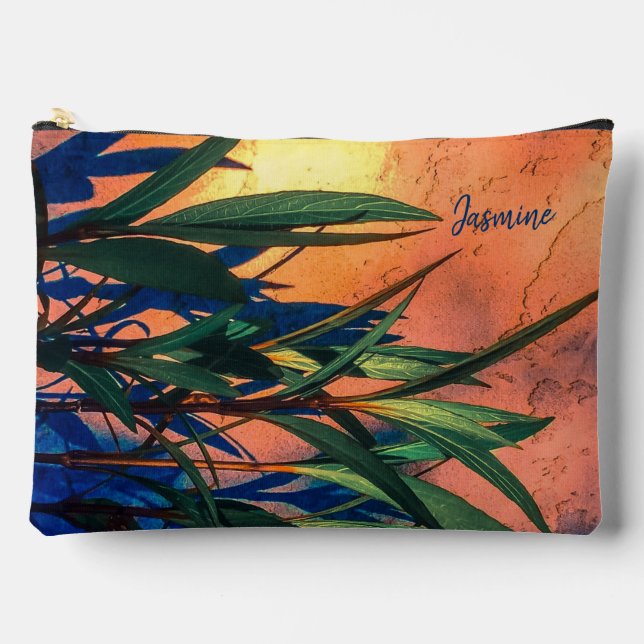Long Green Leaves, Blue Shadows Print Cut Sew Bag (Front)
