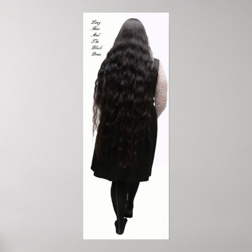 Long Hair And The Black Dress Poster