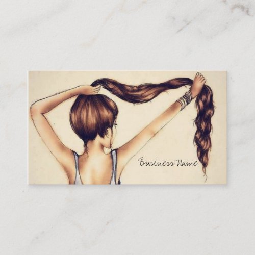 Long Hair Beauty Business Card Template