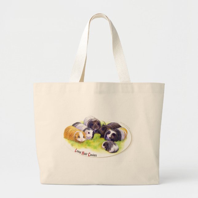 Long Hair Cavies Large Tote Bag (Front)