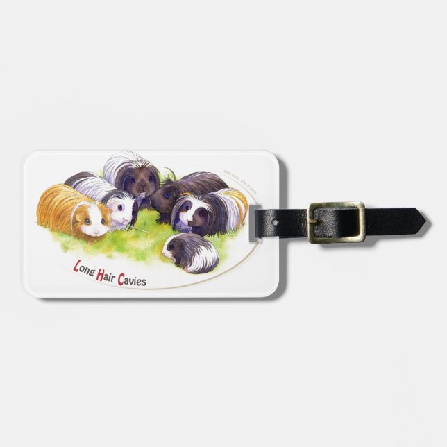 Long Hair Cavies Luggage Tag (Front Horizontal)