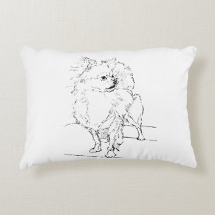 Long Hair Chihuahua - Dog Illustration Minimalist Accent Pillow