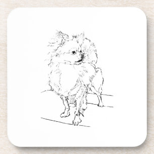 Long Hair Chihuahua - Dog Illustration Minimalist Beverage Coaster