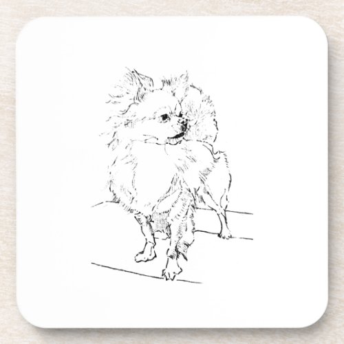 Long Hair Chihuahua - Dog Illustration Minimalist Beverage Coaster