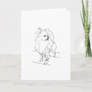 Long Hair Chihuahua - Dog Illustration Minimalist Letterpress Thank You Card