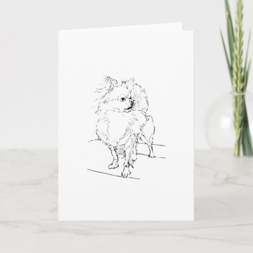 Long Hair Chihuahua - Dog Illustration Minimalist Letterpress Thank You Card