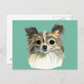 Long Hair Chihuahua Dog Watercolor Portrait Postcard (Front/Back)
