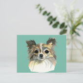 Long Hair Chihuahua Dog Watercolor Portrait Postcard (Standing Front)
