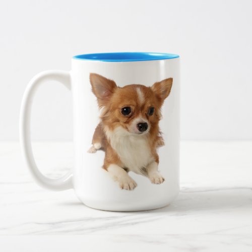 Long Hair Chihuahua Puppy Dog Two_Tone Coffee Mug
