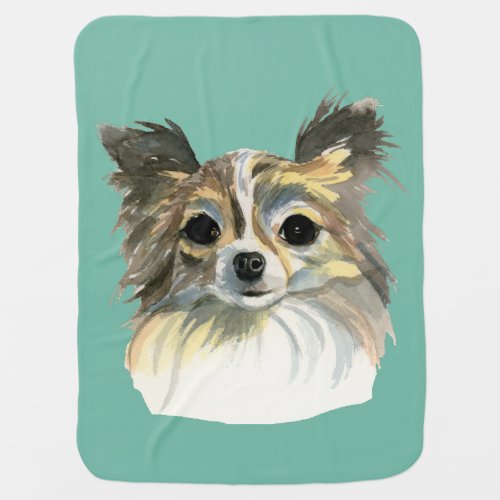 Long Hair Chihuahua Watercolor Portrait Swaddle Blanket
