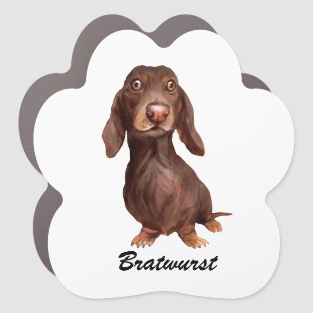 Long Hair Dachshund Car Magnet (Front)