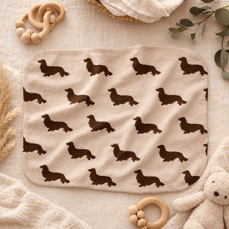 Long Hair Dachshund Cream Brown Baby Burp Cloth