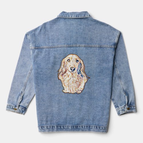 Long Hair Dachshund Cute Doxie Wiener Dog Lover  Denim Jacket