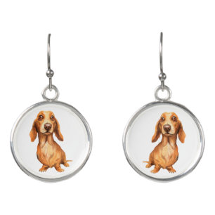 Long Hair Dachshund Dangle Earrings