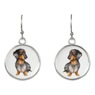 Long Hair Dachshund Dangle Earrings