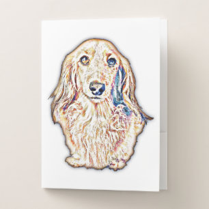 Long Hair Dachshund Gifts Cute Doxie Wiener Dog Lo Pocket Folder