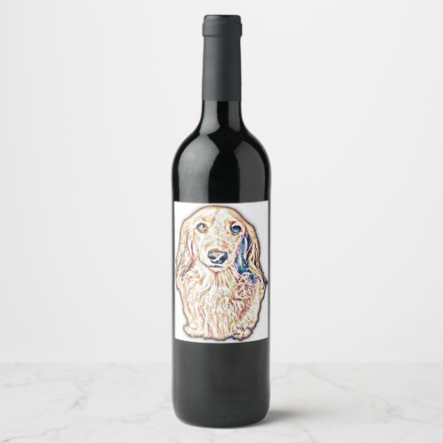 Long Hair Dachshund Gifts Cute Doxie Wiener Dog Lo Wine Label