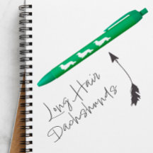 Long Hair Dachshund Ink Pen Green